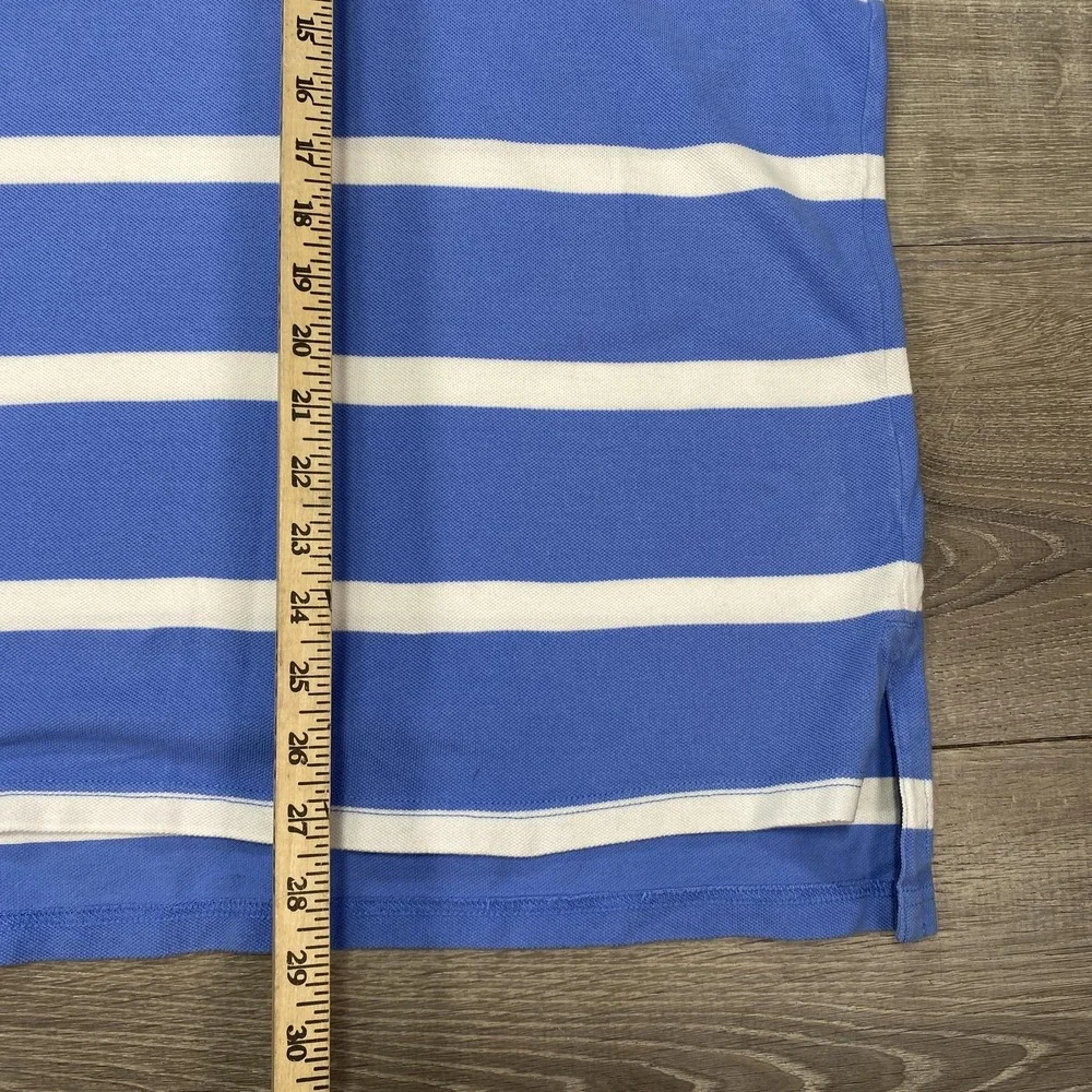 Polo Ralph Lauren Polo Shirt Mens Large Green Navy Striped Custom Fit Rugby Logo - Picture 12 of 16